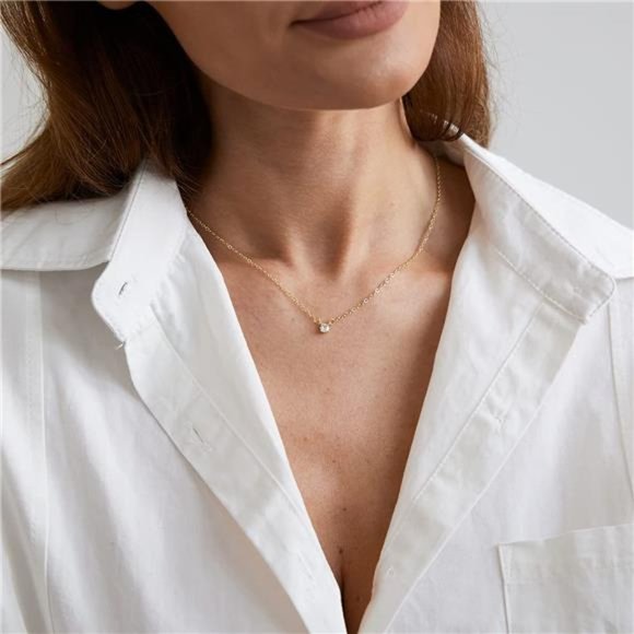 Dainty CZ Diamond Necklace Gold Plated - Picture 6 of 6